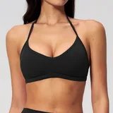 SB5555-2 · Jet Black Jet Black Women's Brushed Running Supportive Sports Bra Halter Neck