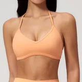SB5555-3 · Warm Orange Warm Orange Women's Brushed Running Supportive Sports Bra Halter Neck