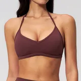 SB5555-4 · Wine Red Wine Red Women's Brushed Running Supportive Sports Bra Halter Neck