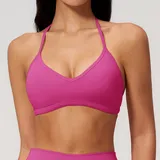 Millennial Pink Women's Brushed Running Supportive Sports Bra Halter Neck