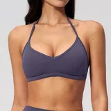 Cloud Purple Women's Brushed Running Supportive Sports Bra Halter Neck