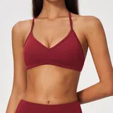 Cherry Red Women's Brushed Running Supportive Sports Bra Halter Neck