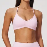 SB5555-9 · Falling Blossom Pink Falling Blossom Pink Women's Brushed Running Supportive Sports Bra Halter Neck