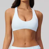 SB5558-4 · Azure Blue Azure Blue Women's Running Active Supportive Bra Cross Back Backless