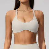 SB5560-1 · Pearl Grey Pearl Grey Pilates Yoga Women's Supportive Bra V Neck Backless