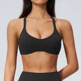 Jet Black Pilates Yoga Women's Supportive Bra V Neck Backless