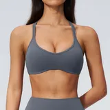 SB5560-4 · Haze Blue Haze Blue Pilates Yoga Women's Supportive Bra V Neck Backless