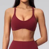 Ankola Red Pilates Yoga Women's Supportive Bra V Neck Backless