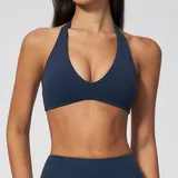 Badge Blue Women's Brushed Backless Supportive Sports Bra V Neck