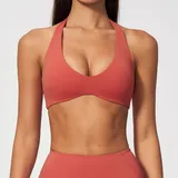 Apple Red Women's Brushed Backless Supportive Sports Bra V Neck