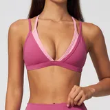 Strawberry Pink Women's Outdoor Fitness Supportive Sports Bra Backless Layered