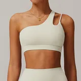 Cream Almond Women's Running Yoga Supportive Sports Bra Backless Tank