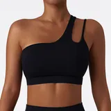 Jet Black Women's Running Yoga Supportive Sports Bra Backless Tank