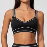Jet Black Women's Brushed Yoga Fitness Supportive Sports Bra Backless