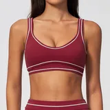 SB7028-7 · Cherry Red Cherry Red Women's Brushed Yoga Fitness Supportive Sports Bra Backless
