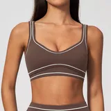 SB7028-9 · Deep Cocoa Deep Cocoa Women's Brushed Yoga Fitness Supportive Sports Bra Backless