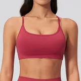 Camellia Red Women's Seamless Running Supportive Bra Backless Strappy Fitted