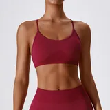 Red Women's Seamless Running Supportive Bra Backless Strappy Fitted
