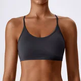 Dark Grey Women's Seamless Running Supportive Bra Backless Strappy Fitted