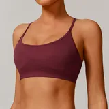 Cherry Red Women's Seamless Running Supportive Bra Backless Strappy Fitted