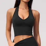 Jet Black Women's Breathable Yoga Supportive Sports Bra Seamless Backless