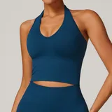 Blue Women's Breathable Yoga Supportive Sports Bra Seamless Backless