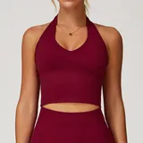 Cherry Red Women's Breathable Yoga Supportive Sports Bra Seamless Backless