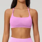 Pale Pink Women's Seamless Running Supportive Bra Cross Back Backless