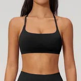 SB7790-2 · Jet Black Jet Black Women's Seamless Running Supportive Bra Cross Back Backless