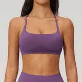 Misty Purple Women's Seamless Running Supportive Bra Cross Back Backless
