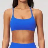 Dazzling Blue Women's Seamless Running Supportive Bra Cross Back Backless