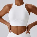 Swan White Women's Backless Ribbed Supportive Bra Tank Fitted Cutout