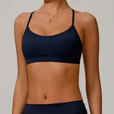 Badge Blue Women's Running Fitness Supportive Sports Bra Backless Strappy