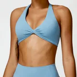 SB8503-1 · Haze Blue Haze Blue Women's Breathable Running Supportive Bra Halter Neck Backless