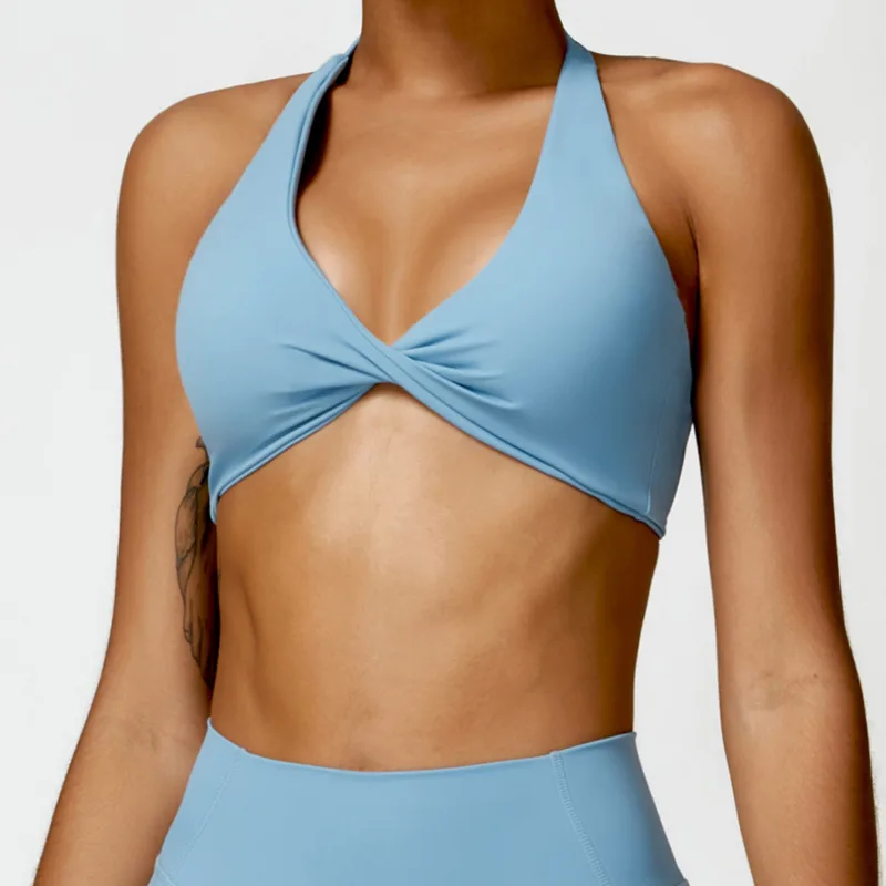 Women's Breathable Running Supportive Bra Halter Neck Backless