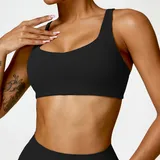 Jet Black Women's Running Supportive Sports Bra Backless Tank Fitted
