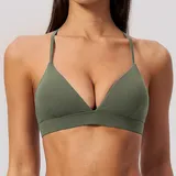 Forest Green Women's Brushed Fitted Supportive Bra V Neck Backless
