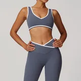 SB8843-1 · Blue Grey Blue Grey Women's Yoga Fitness Supportive Sports Bra High Support