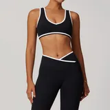 Jet Black Women's Yoga Fitness Supportive Sports Bra High Support