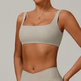 SB9177-1 · Light Khaki Light Khaki Women's Fitted Running Fitness Supportive Sports Bra Backless