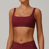 Cherry Red Women's Fitted Running Fitness Supportive Sports Bra Backless