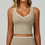 Linen Women's Backless Cutout Supportive Sports Bra Tank Fitted