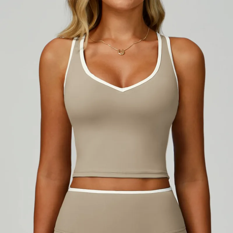 Women's Backless Cutout Supportive Sports Bra Tank Fitted