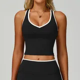 SB9238-2 · Jet Black Jet Black Women's Backless Cutout Supportive Sports Bra Tank Fitted