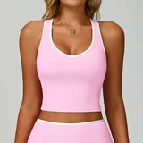 SB9238-3 · Sakra Pink Sakra Pink Women's Backless Cutout Supportive Sports Bra Tank Fitted