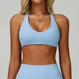 SB9300-1 · Sky Blue Sky Blue Women's Running Supportive Sports Bra Backless Bare Feel