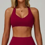 Rose Red Women's Running Supportive Sports Bra Backless Bare Feel