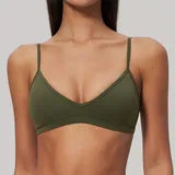 Olive Green Women's Brushed Breathable Supportive Bra V Neck Backless
