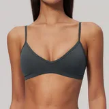 Charcoal Mist Women's Brushed Breathable Supportive Bra V Neck Backless