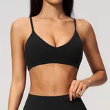 SB9616-2 · Jet Black Jet Black Women's Yoga Fitness Supportive Sports Bra V Neck